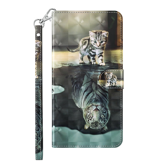 For iPhone 13 3D Painting Pattern Horizontal Flip TPU + PU Leather Case with Holder & Card Slots & Wallet(Cat Tiger) by buy2fix
