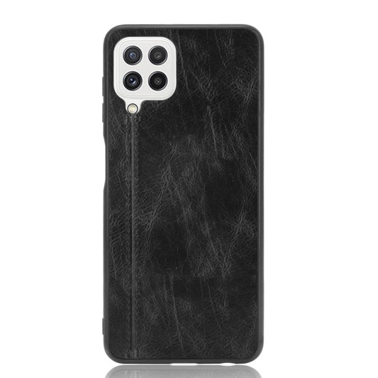 For Samsung Galaxy A22 4G Shockproof Sewing Cow Pattern Skin PC + PU + TPU Case(Black) by buy2fix