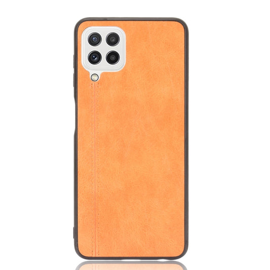For Samsung Galaxy A22 4G Shockproof Sewing Cow Pattern Skin PC + PU + TPU Case(Orange) by buy2fix