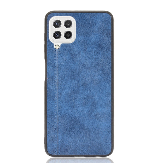 For Samsung Galaxy A22 4G Shockproof Sewing Cow Pattern Skin PC + PU + TPU Case(Blue) by buy2fix