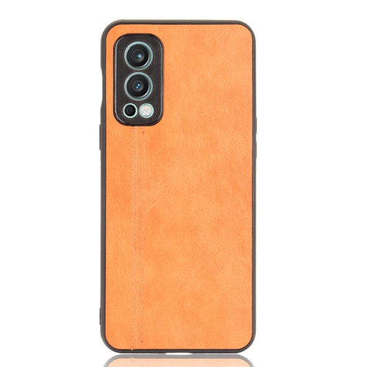 For OnePlus Nord 2 5G Shockproof Sewing Cow Pattern Skin PC + PU + TPU Case(Orange) by buy2fix