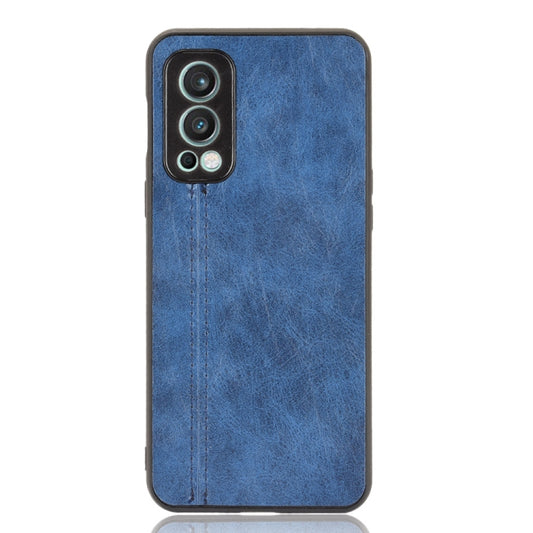 For OnePlus Nord 2 5G Shockproof Sewing Cow Pattern Skin PC + PU + TPU Case(Blue) by buy2fix