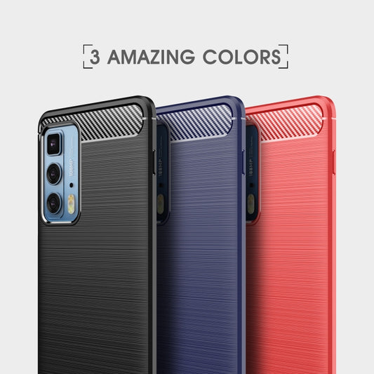 For Motorola Moto Edge 20 Pro Brushed Texture Carbon Fiber TPU Case(Red) by buy2fix