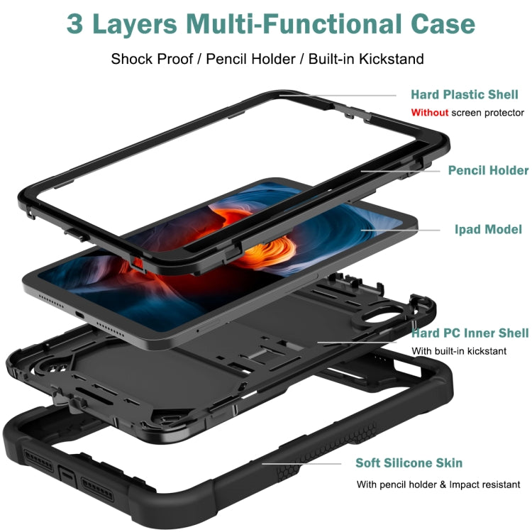 For iPad mini 2024 / mini 6 Silicone + PC Shockproof Protective Tablet Case with Holder(Black) - iPad mini 6 Cases by buy2fix | Online Shopping UK | buy2fix