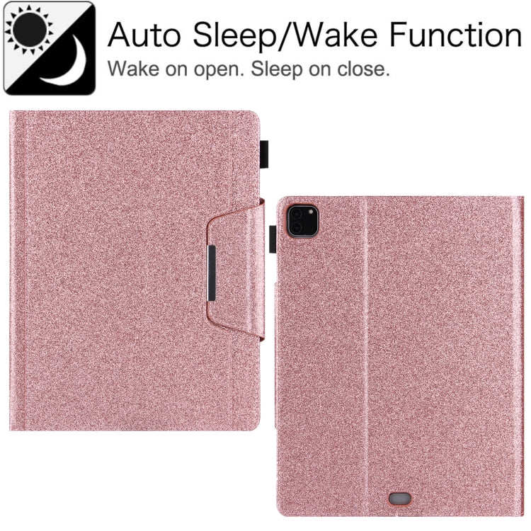 For iPad Pro 12.9 2022 / 2021 / 2020 / 2018 Glitter Powder Horizontal Flip Leather Tablet Case with Holder & Card Slot & Photo Frame & Wallet(Pink) - iPad Pro 12.9 (2022/2021) Cases by buy2fix | Online Shopping UK | buy2fix