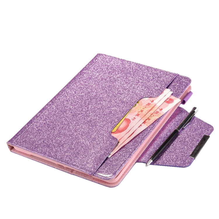 For iPad Pro 12.9 2022 / 2021 / 2020 / 2018 Glitter Powder Horizontal Flip Leather Tablet Case with Holder & Card Slot & Photo Frame & Wallet(Purple) - iPad Pro 12.9 (2022/2021) Cases by buy2fix | Online Shopping UK | buy2fix