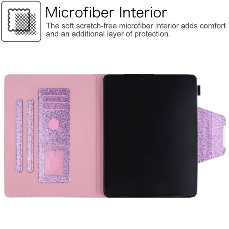 For iPad Pro 12.9 2022 / 2021 / 2020 / 2018 Glitter Powder Horizontal Flip Leather Tablet Case with Holder & Card Slot & Photo Frame & Wallet(Purple) - iPad Pro 12.9 (2022/2021) Cases by buy2fix | Online Shopping UK | buy2fix