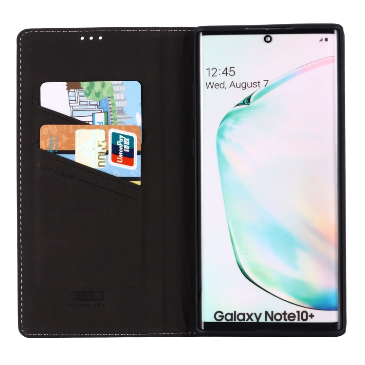 For Galaxy Note 10+ GEBEI Top-grain Leather Horizontal Flip Protective Case with Holder & Card Slots(Black) - Galaxy Phone Cases by GEBEI | Online Shopping UK | buy2fix