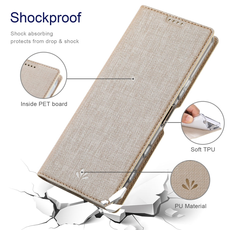 For Sony Xperia Ace II ViLi DMX Series Shockproof TPU + PU Leather Magnetic Attraction Horizontal Flip Case with Card Slot & Holder(Gold) - Sony Cases by ViLi | Online Shopping UK | buy2fix