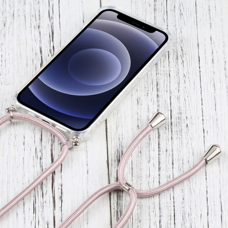 For iPhone 13 Four-corner Shockproof Transparent TPU Protective Case with Lanyard(Light Pink) - iPhone 13 Cases by buy2fix | Online Shopping UK | buy2fix