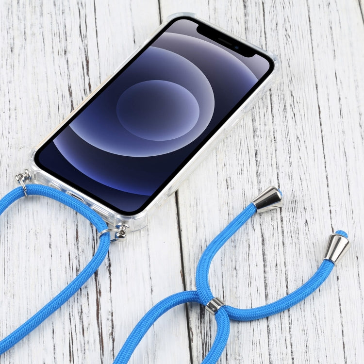 For iPhone 13 Four-corner Shockproof Transparent TPU Protective Case with Lanyard(Blue) - iPhone 13 Cases by buy2fix | Online Shopping UK | buy2fix