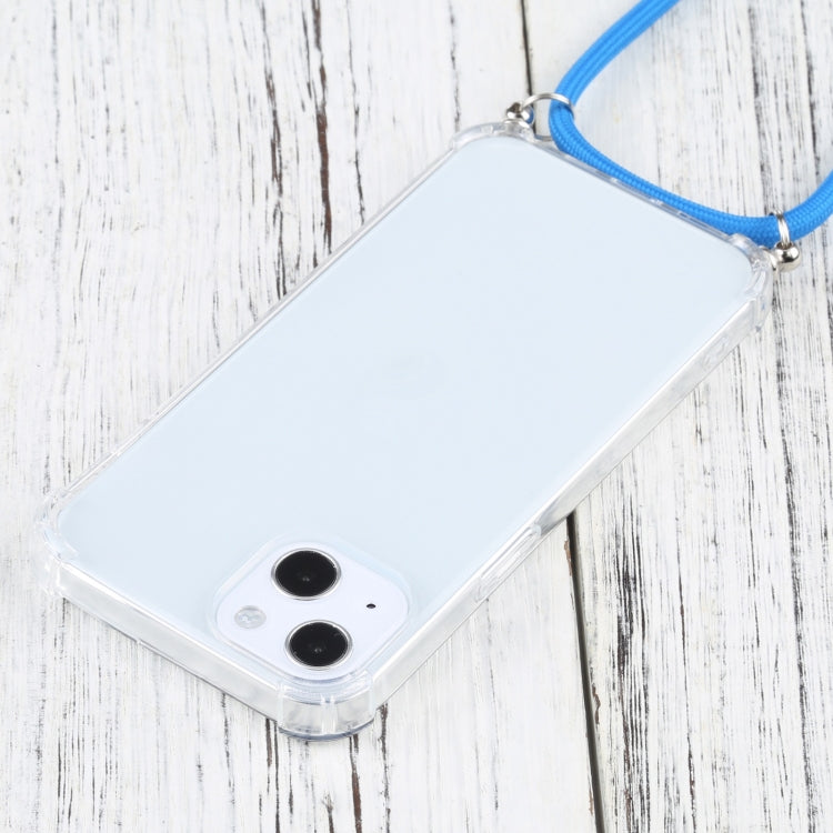 For iPhone 13 Four-corner Shockproof Transparent TPU Protective Case with Lanyard(Blue) - iPhone 13 Cases by buy2fix | Online Shopping UK | buy2fix