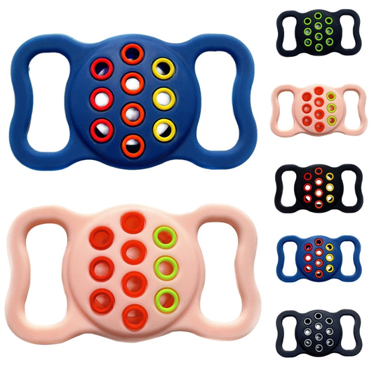 Pet Dog Cat Collar Dual-color Shockproof Silicone Protective Cover Case For AirTag(Blue Red Yellow) by Mutural