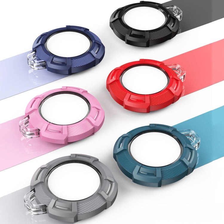 2 in 1 Rugged Anti-scratch Shockproof Carbon Fiber PC Protective Cover Case with Keychain Hook Loop For AirTag(Green) by buy2fix