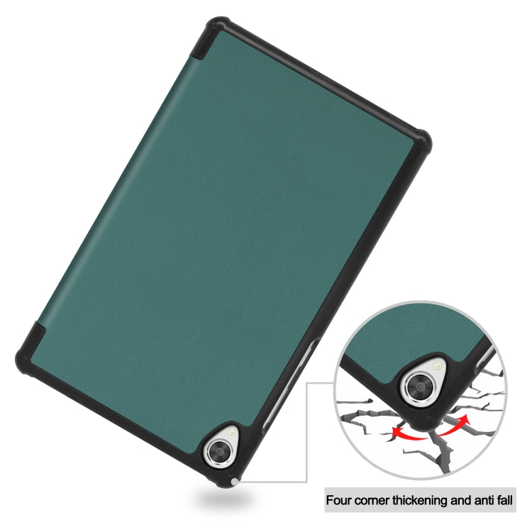 For Lenovo Tab M8 3rd Gen Custer Texture Horizontal Flip Leather Case with Three-folding Holder(Dark Green) by buy2fix
