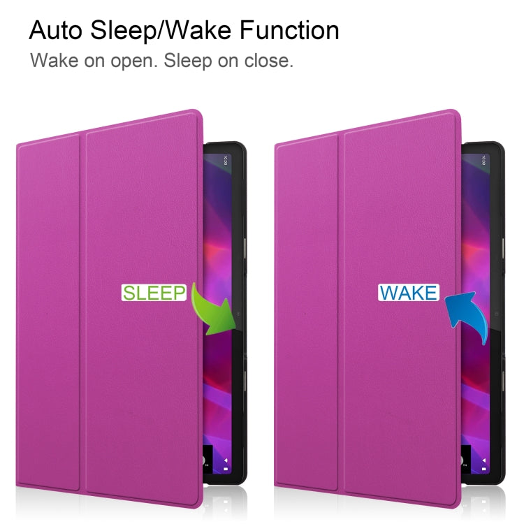 For Lenovo Yoga Tab 11 / YT-J706X Custer Texture Horizontal Flip PU Leather Case with Holder & Sleep / Wake-up Function(Purple) by buy2fix