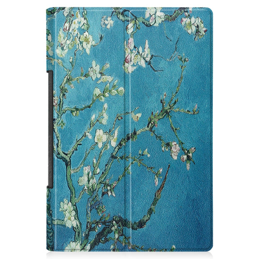 For Lenovo Yoga Tab 11 Custer Texture Coloured Drawing Pattern Horizontal Flip PU Leather Case with Holder & Sleep / Wake-up Function(Apricot Blossom) by buy2fix