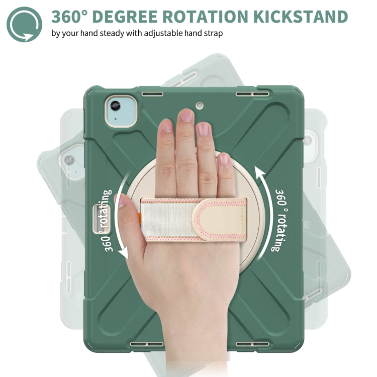 For iPad Pro 12.9 2022 / 2021 Rotatable Holder Silicone Hybrid PC Tablet Case with Shoulder Strap(Emerald Green) - iPad Pro 12.9 (2022/2021) Cases by buy2fix | Online Shopping UK | buy2fix