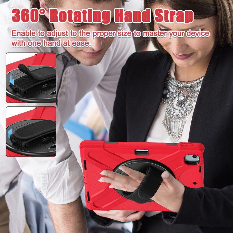 For iPad Pro 12.9 2022 / 2021 Rotatable Holder Silicone Hybrid PC Tablet Case with Shoulder Strap(Red) - iPad Pro 12.9 (2022/2021) Cases by buy2fix | Online Shopping UK | buy2fix