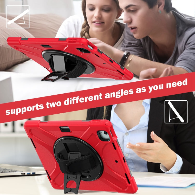 For iPad Pro 12.9 2022 / 2021 Rotatable Holder Silicone Hybrid PC Tablet Case with Shoulder Strap(Red) - iPad Pro 12.9 (2022/2021) Cases by buy2fix | Online Shopping UK | buy2fix