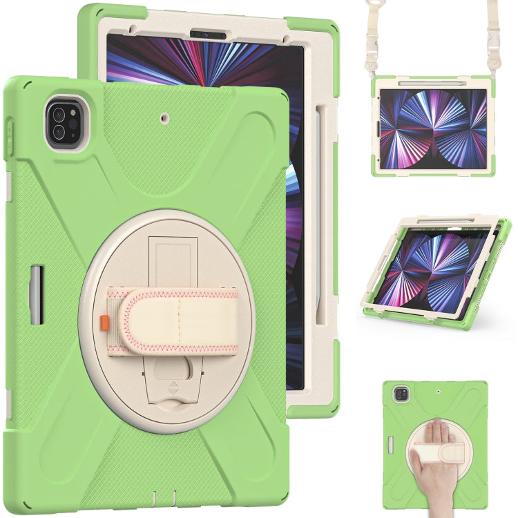 For iPad Pro 12.9 2022 / 2021/ 2020 / 2018 Silicone + PC Protective Tablet Case with Holder & Shoulder Strap(Matcha Green) - iPad Pro 12.9 (2022/2021) Cases by buy2fix | Online Shopping UK | buy2fix