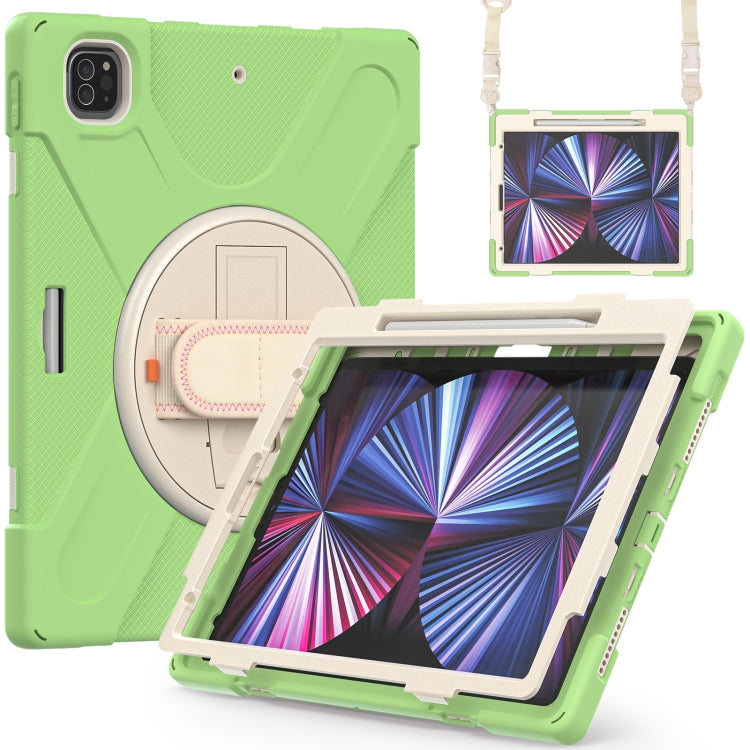 For iPad Pro 12.9 2022 / 2021/ 2020 / 2018 Silicone + PC Protective Tablet Case with Holder & Shoulder Strap(Matcha Green) - iPad Pro 12.9 (2022/2021) Cases by buy2fix | Online Shopping UK | buy2fix