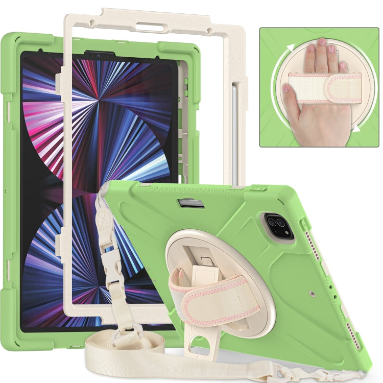 For iPad Pro 12.9 2022 / 2021/ 2020 / 2018 Silicone + PC Protective Tablet Case with Holder & Shoulder Strap(Matcha Green) - iPad Pro 12.9 (2022/2021) Cases by buy2fix | Online Shopping UK | buy2fix