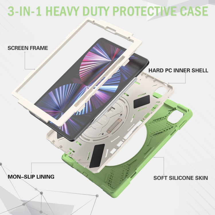 For iPad Pro 12.9 2022 / 2021/ 2020 / 2018 Silicone + PC Protective Tablet Case with Holder & Shoulder Strap(Matcha Green) - iPad Pro 12.9 (2022/2021) Cases by buy2fix | Online Shopping UK | buy2fix