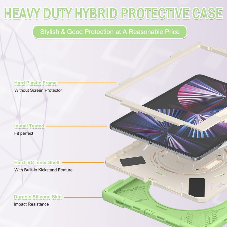 For iPad Pro 12.9 2022 / 2021/ 2020 / 2018 Silicone + PC Protective Tablet Case with Holder & Shoulder Strap(Matcha Green) - iPad Pro 12.9 (2022/2021) Cases by buy2fix | Online Shopping UK | buy2fix