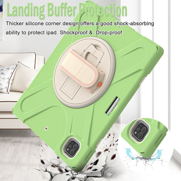 For iPad Pro 12.9 2022 / 2021/ 2020 / 2018 Silicone + PC Protective Tablet Case with Holder & Shoulder Strap(Matcha Green) - iPad Pro 12.9 (2022/2021) Cases by buy2fix | Online Shopping UK | buy2fix