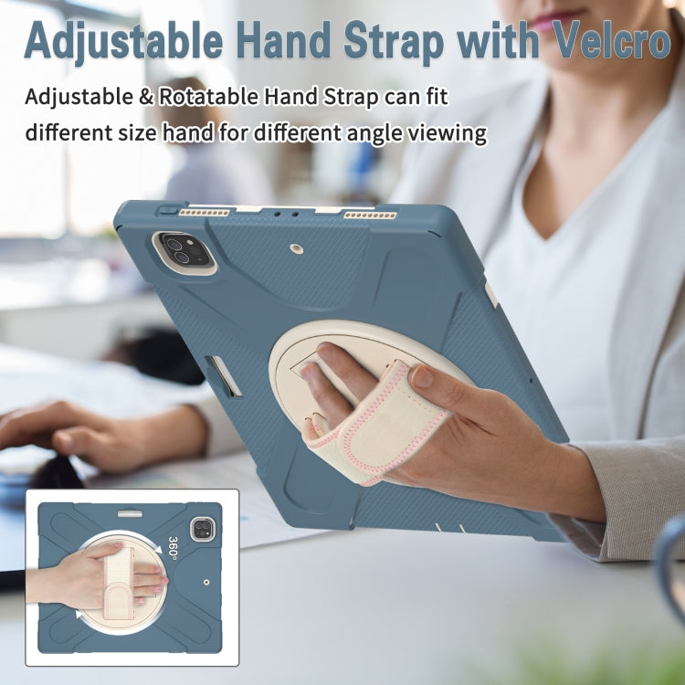 For iPad Pro 12.9 2022 / 2021 Rotatable Holder Silicone Hybrid PC Tablet Case with Shoulder Strap(Cornflower Blue) - iPad Pro 12.9 (2022/2021) Cases by buy2fix | Online Shopping UK | buy2fix