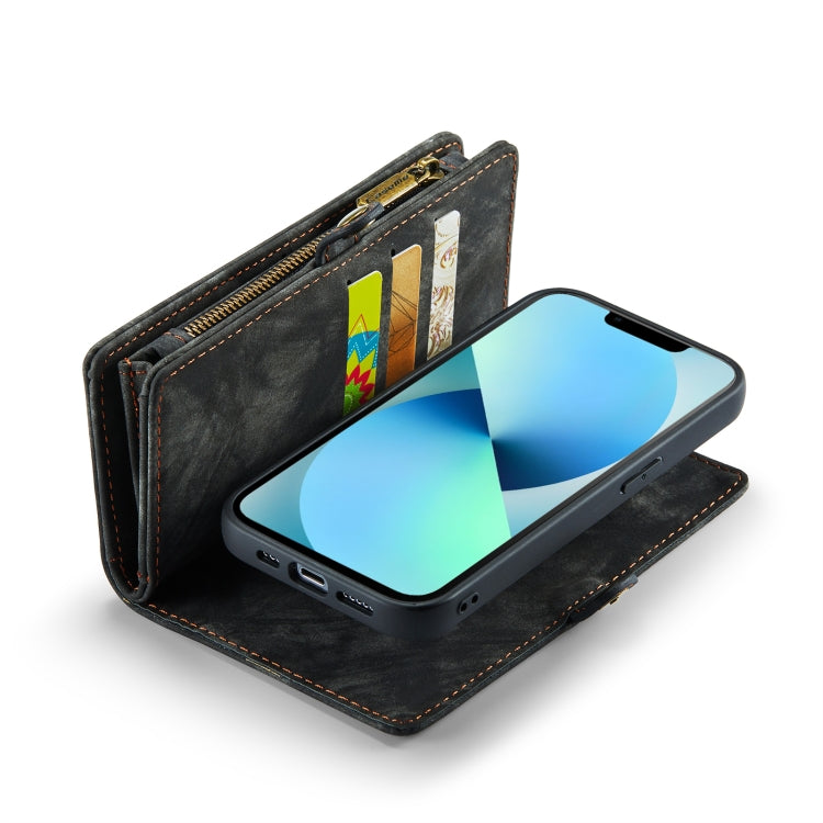 For iPhone 13 mini CaseMe-008 Detachable Multifunctional Horizontal Flip Leather Case with Card Slot & Holder & Zipper Wallet & Photo Frame (Black) by CaseMe