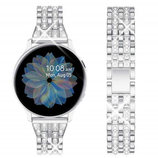 22mm For Samsung Smart Watch Double Rows Diamond Steel Watch Band(Silver) by buy2fix