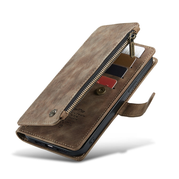 For iPhone 13 Pro Max CaseMe-C30 PU + TPU Multifunctional Horizontal Flip Leather Case with Holder & Card Slot & Wallet & Zipper Pocket (Brown) by CaseMe