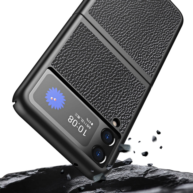 For Samsung Galaxy Z Flip3 5G Cross Texture All Inclusive Shockproof Protective Case(Black) by buy2fix