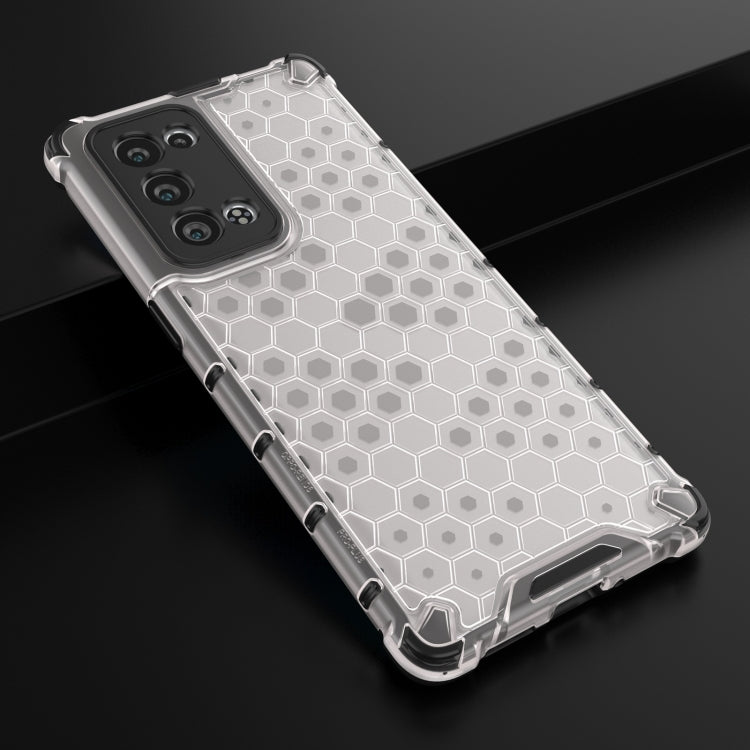 For OPPO Reno6 Pro+ 5G Shockproof Honeycomb PC + TPU Protective Case(White) by buy2fix