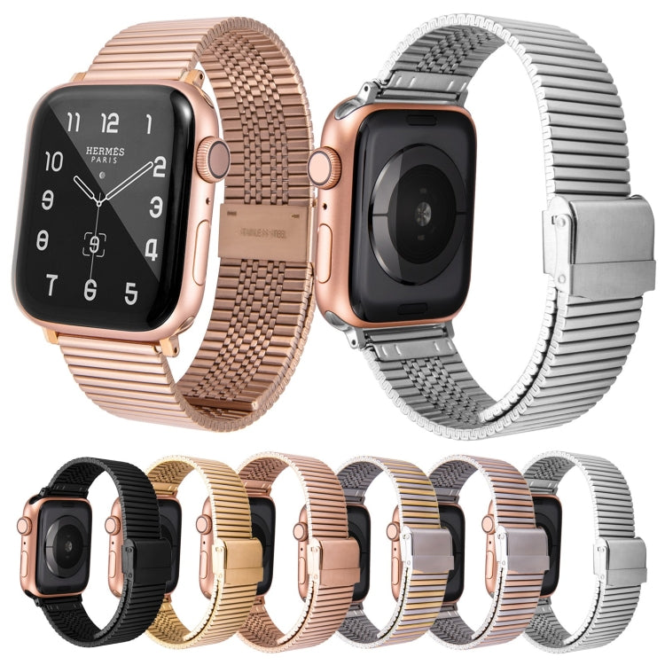 Multi-baht Steel Watch Band For Apple Watch Series 9&8&7 41mm / SE 3&SE 2&6&SE&5&4 40mm / 3&2&1 38mm(Steel Between Gold) by buy2fix