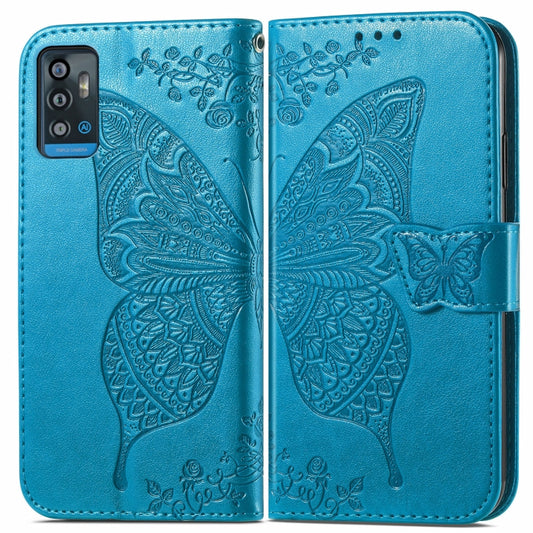 Butterfly Love Flowers Embossed Horizontal Flip Leather Case with Holder & Card Slots & Wallet & Lanyard For ZTE Blade A71(Blue) by buy2fix