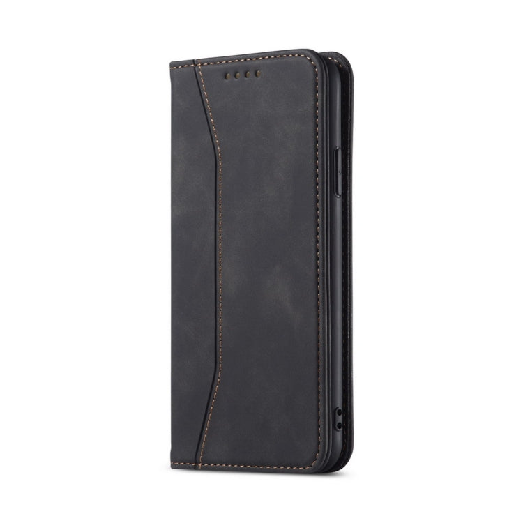 For iPhone 13 Pro Skin-feel Calfskin Texture Magnetic Dual-Fold Horizontal Flip Leather Case with Holder & Card Slots & Wallet (Black) - iPhone 13 Pro Cases by buy2fix | Online Shopping UK | buy2fix