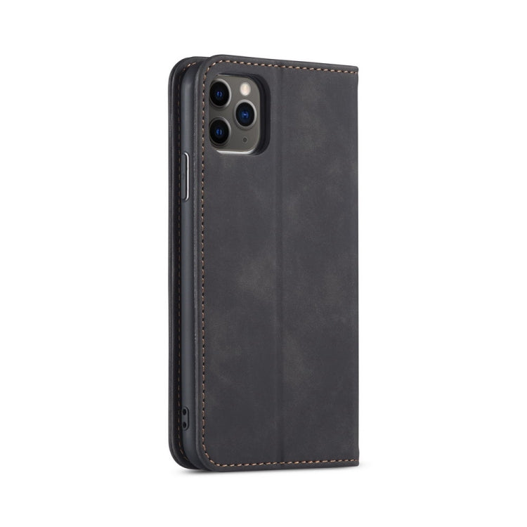 For iPhone 13 Pro Skin-feel Calfskin Texture Magnetic Dual-Fold Horizontal Flip Leather Case with Holder & Card Slots & Wallet (Black) - iPhone 13 Pro Cases by buy2fix | Online Shopping UK | buy2fix