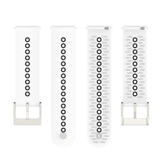 20mm Universal Colorful Hole Silicone Watch Band(White Black) by buy2fix