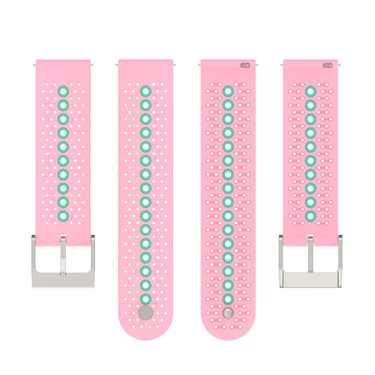 20mm Universal Colorful Hole Silicone Watch Band(Pink Mint Green) by buy2fix