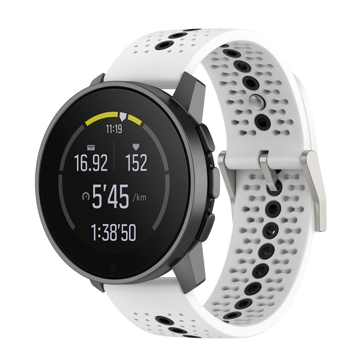 For Suunto 9 Peak Universal Colorful Hole Silicone Watch Band(White Black) - by buy2fix | Online Shopping UK | buy2fix