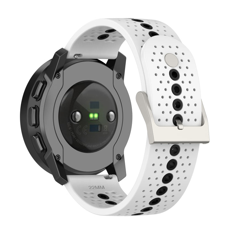 For Suunto 9 Peak Universal Colorful Hole Silicone Watch Band(White Black) - by buy2fix | Online Shopping UK | buy2fix