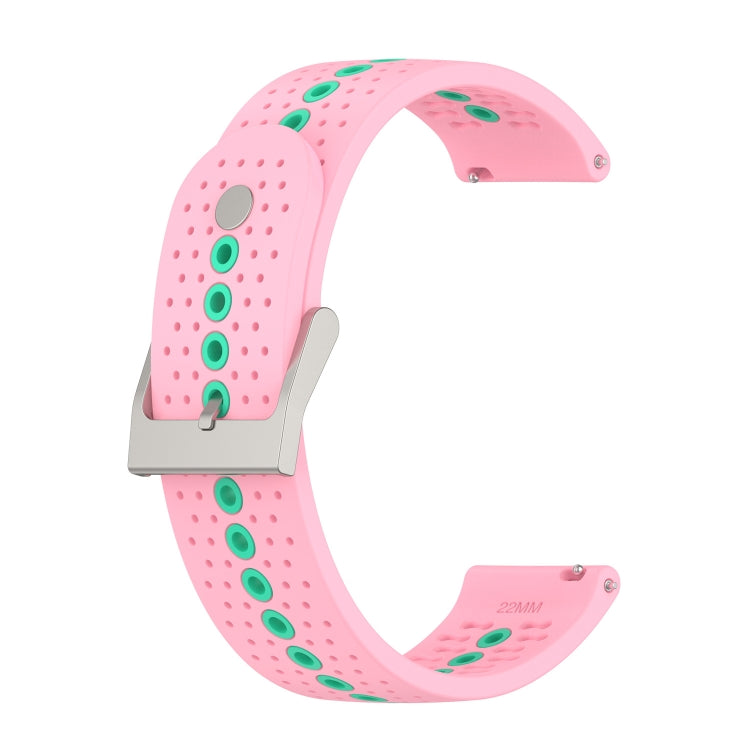 For Suunto 9 Peak Universal Colorful Hole Silicone Watch Band(Pink Mint Green) - by buy2fix | Online Shopping UK | buy2fix