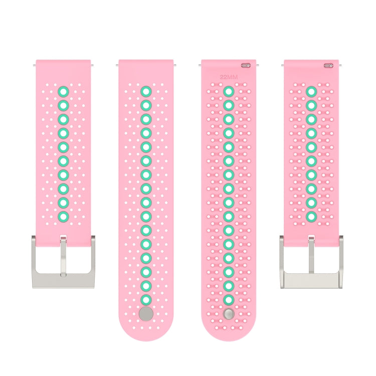 For Suunto 9 Peak Universal Colorful Hole Silicone Watch Band(Pink Mint Green) - by buy2fix | Online Shopping UK | buy2fix