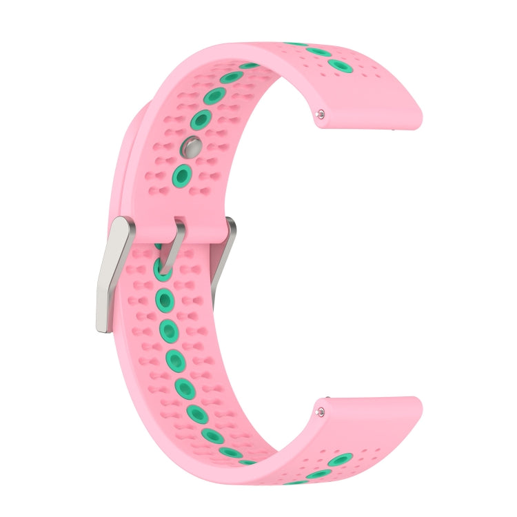 For Suunto 9 Peak Universal Colorful Hole Silicone Watch Band(Pink Mint Green) - by buy2fix | Online Shopping UK | buy2fix
