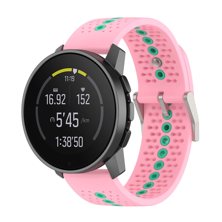 For Suunto 9 Peak Universal Colorful Hole Silicone Watch Band(Pink Mint Green) - by buy2fix | Online Shopping UK | buy2fix