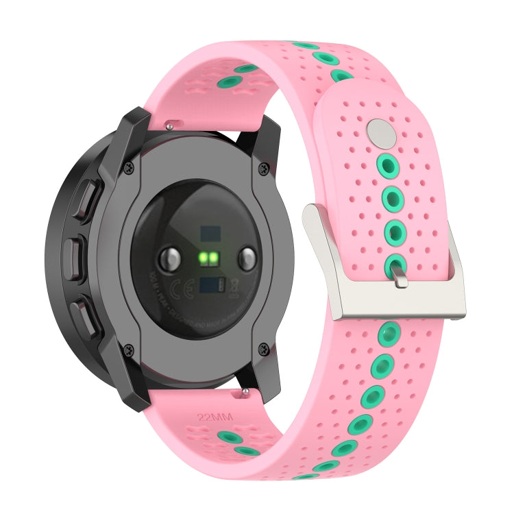 For Suunto 9 Peak Universal Colorful Hole Silicone Watch Band(Pink Mint Green) - by buy2fix | Online Shopping UK | buy2fix