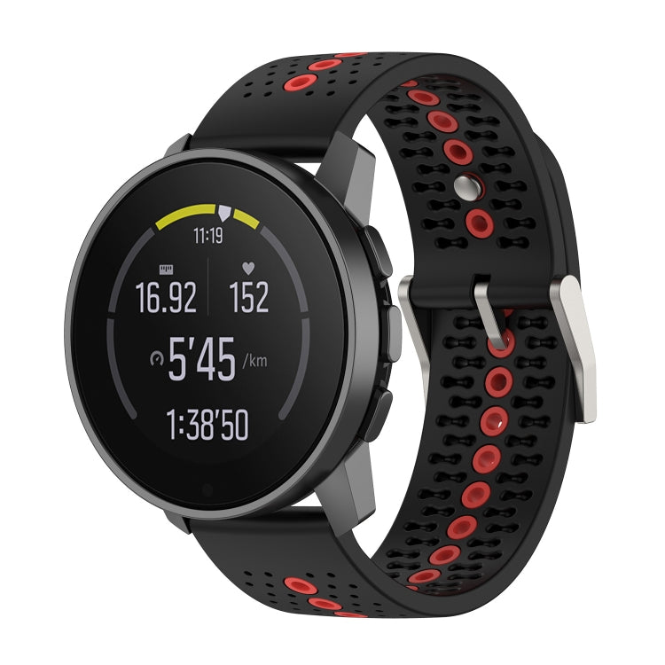 For Suunto 9 Peak Universal Colorful Hole Silicone Watch Band(Black Orange) - by buy2fix | Online Shopping UK | buy2fix